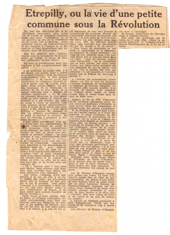 Article sur Etrepilly